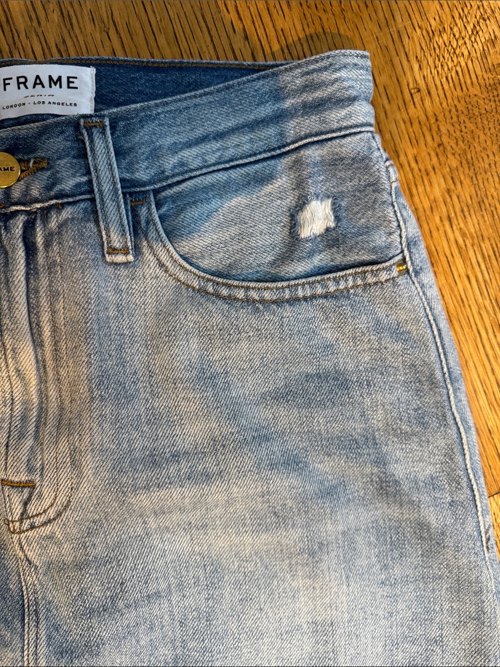 FRAME Le Mini Denim Skirt 25 Ryde Light Wash Distressed 100% Cotton Mini - Picture 4 of 10